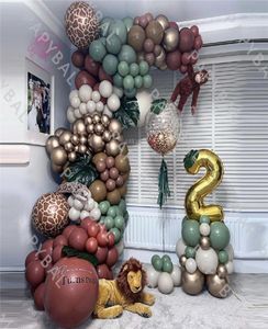 Decoración de fiestas 183pcs Juego de globos de animales Kit de guirnalda de guirnaldas Suministros de temas de Safari Favores para niños Baby Baby Shower1852678