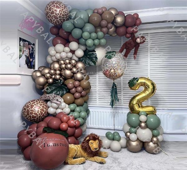 Décoration de fête 183pcs Ballons d'animaux ensemble Garland Kit Jungle Safari Supplies Favors Kids Boys Baby Shower Baby Shower8523153