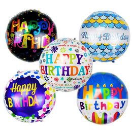Décoration de fête 18 pouces joyeux anniversaire lettre hélium feuille ballons ballon à Air rond pour enfants enfants anniversaires SN2026