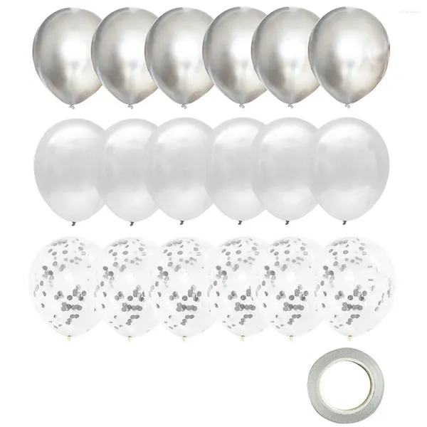 Decoración de fiestas 18 piezas de 12 pulgadas Silver Confetti Látex Balloons Boy Girl Cumpleaños Adultos Decoraciones Mandeo Valentín de Valentín