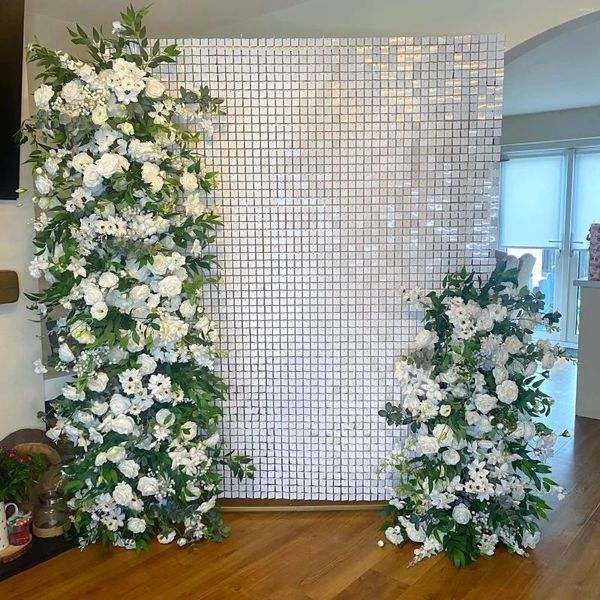 Decoración de fiesta 18 unids Glitter Lentejuelas Fondo Panel de pared Oro Cuadrado Transparente Snap Boda Cumpleaños Año