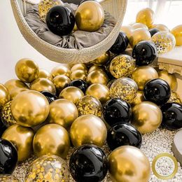 Party Decoratie 18 -stks Mixed Gold Black Confetti Latex Ballonnen Kinderjongen Volwassen man Vrouw Verjaardagsjaar Afstudeer decor