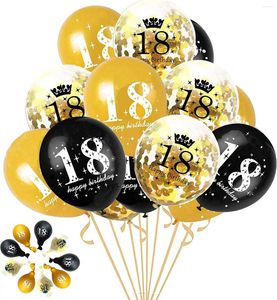 Feestdecoratie 18e gouden zwarte confetti latex ballonnen 18 jaar gelukkige verjaardag decoraties volwassen heliumballon
