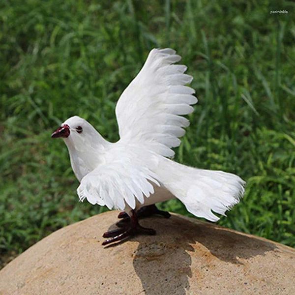 Decoración de fiestas 19 21 12 cm Doma de boda de alta calidad en pájaros de plumas artificiales de gris blanco con pájaro falso decorativo de garra para bricolaje