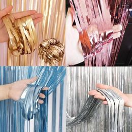 Party Decoratie 1 Tag 1x2m Matte Gold Sliver Metallic Foly Fringe Shiny Rain Curtain Decor Wedding Pography Achtergrondbenodigdheden