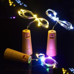 Party Decoratie 1m 10Led Sier draadglas LED STRING Lichte kurkvormige flesstopperlamp Kerstdruppel