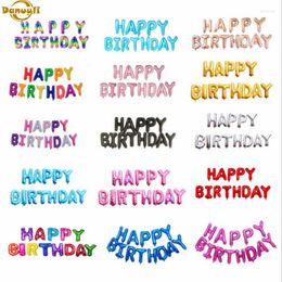 Decoración de fiesta, 1 unidad, globo con letras de feliz cumpleaños de 16 pulgadas, juego de globos de papel de aluminio de aniversario para niños de oro rosa