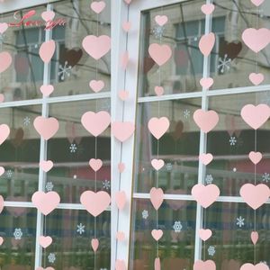 Décoration de fête 1PC 2.1M guirlande de papier suspendu en forme de coeur ficelle florale pour bricolage fournitures pour la maison bannière de mariage