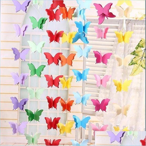 Decoraci￳n de fiestas 1pc en 3d papel mariposa guirnalda buntings bandear banner de bricolaje colgante entrega de ca￭da 2021 ho newdhbest dhnud