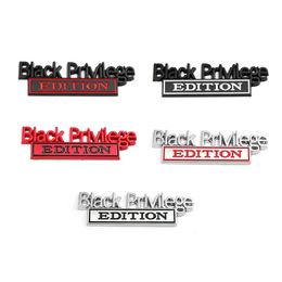 Décoration de fête 1 PC Black Privilege EDITION Autocollant De Voiture Pour Auto Truck 3D Badge Emblem Decal Auto Accessoires 10.5x3.3cm En Gros