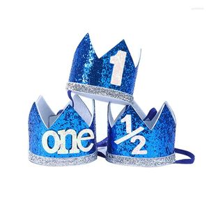 Décoration de fête 1pc Blue Boy Birthday Crown Chaps bébé un an