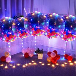 Décoration de fête 1pc Bobo Ballons LED Lumineux avec chaîne lumineuse Ballon clair Hélium Gonflable Festival Décor pour les fournitures de mariage
