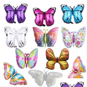 Décoration de fête 1pc papillon aluminium Foli ballons anniversaire bricolage décor de mariage rose bleu hélium enfants cadeaux favoris livraison directe Dhgia