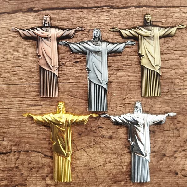 Decoración de fiesta 1 pieza pegatina de coche de Jesús cristiano estatua de Cristo de Río de Janeiro insignia emblema calcomanía accesorios de automóvil 8,5x8 cm