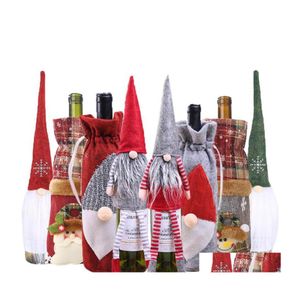 Feestdecoratie 1Pc Kerstmissneeuwman/Kerstman Flessensets Mti-stijl Wijnfles Houder Voor Feest/Tafelbenodigdheden Drop Delivery Home Dh064