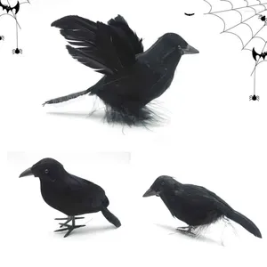 Party Decoration 1pc Halloween Black Crow Simulation Fake Bird Animal Scary Toys for Home Horror Props