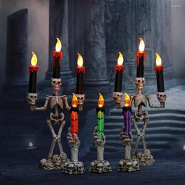 Décoration de fête 1pc décorations d'Halloween crâne LED chandelier citrouille fantôme bougies lumières accessoires d'horreur fournitures de décoration de bar à la maison