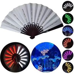 Party Decoratie 1pc Lichtgevende Opvouwbare Ventilator 13inch Led Play Kleurrijke Hand Held Abanico Fans Voor Dance Neon DJ Night ClubParty