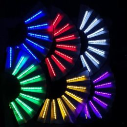 Decoración de fiesta 1 unid ventilador plegable luminoso 13 pulgadas LED Play colorido mano Abanico Fans para bailar Neon DJ Night Club Party B1101