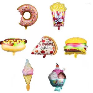 Decoración de fiesta 1pc-venta -venta hamburguesa pizza helado forma globo de aluminio cumpleaños vestir suministros