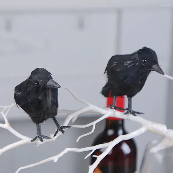 Décoration de fête 1pc simulation noire Crow Halloween Animal Model Horror accessoires Ornement artificiel Bird effrayant décoration intérieure