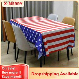 Décoration de fête 1pc USA Drapeau Nappe Jetable Étoiles Patriotique Plaid Couverture De Table Tissu Imperméable Protecteur pour le 4 Juillet Jour De L'Indépendance T230522