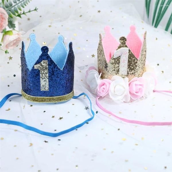 Decoración de fiesta 1 Uds 1er cumpleaños gorras corona de flores primer sombrero nacido diadema para bebé 1 año suministros