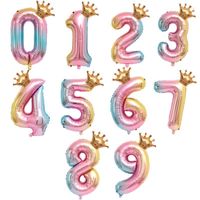 Globos de aluminio con números de 32 pulgadas, 1, 2, 3, 4, 5 y 6 años,  corona para niños y niñas, globos de feliz cumpleaños, decoración para  ducha de bebé, suministros –