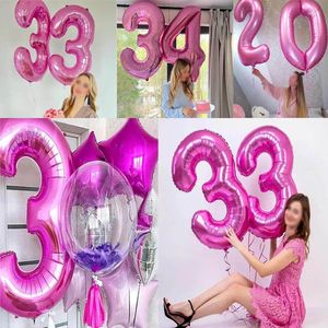 Décoration de fête 1pcs 32inch rose bleu baby shower chiffre 1 2 3 ballons d'hélium 0-9st décorations d'anniversaire mariage fournitures de bonne année