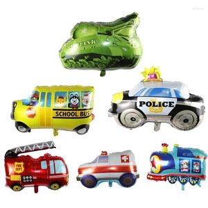 Décoration de fête 1pcs Cartoon Car ballons camions de pompiers Ambulances Bus scolaires Trains et autres types de voitures