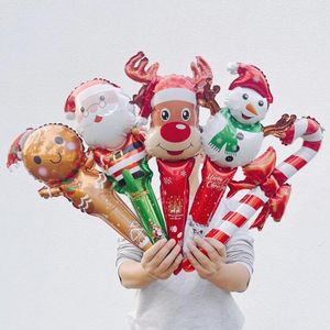 Feestdecoratie 1 stks kerstdecor folie ballonnen sneeuwpop Santa Claus Gingerbread Man Holding Balloon Xmas Globos 2024