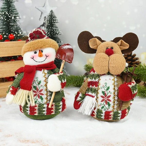 Decoración de fiesta 1 Uds. Navidad Santa Claus muñecas accesorios para árboles baile muñeco de nieve oso marioneta de tela pequeño colgante regalo para el hogar