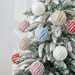 Décoration de fête 1pcs arbre de Noël balles suspendues à paillettes brillantes de la mousse de Noël Bauble Pendant pour la maison 2023 ans cadeaux Noel