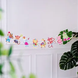 Décoration de fête 1pcs mignon dessin animé animal traces drapeau enfant anniversaire baby shower salon de vacances fond de vacances suspendue bruant Garland décorat