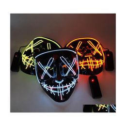 Décoration de fête 1 Pcs Halloween Creative El Lumineux Masque Noir Lumière Froide Ktv Danse Sans Batterie Drop Delivery Home Garden Festi Dh2Qd