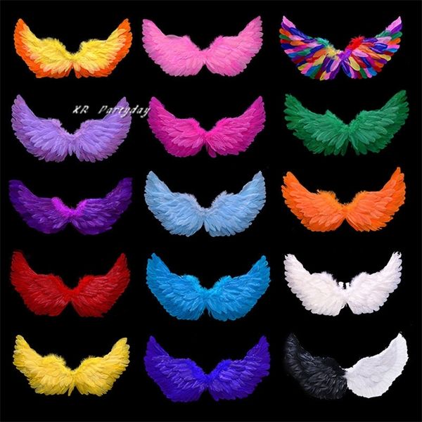 Decoración del partido 1pcs Mujeres Chica Angel Feather Wing Show Fairy Costume Cosplay Props Banquete de boda Regalo de cumpleaños Halloween Navidad Blanco 220915