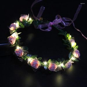 Décoration de fête 1pcs femmes fille princesse couronne bande de fleur de fleur LED Light Up Garland Cosplay Cosplay Birthday Costume Glow Supplies