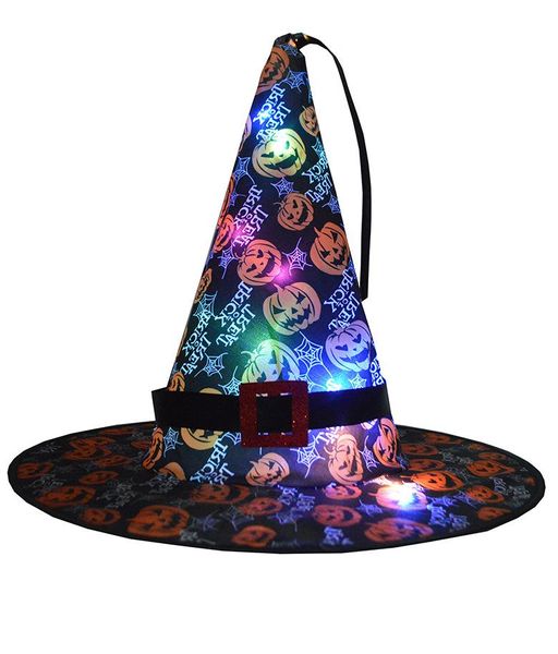 Décoration de fête 1pcs femmes hommes enfants Halloween citrouille sorcière chapeau chaîne lumières décorations modes d'éclairage décor pour cour extérieure