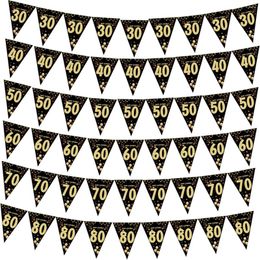 Feestdecoratie 1 set 30 40 50 60 Papier Banner Verjaardag Decoraties Volwassen Garland Anniversary Anniversaire 30age Zwarte Vlaggen