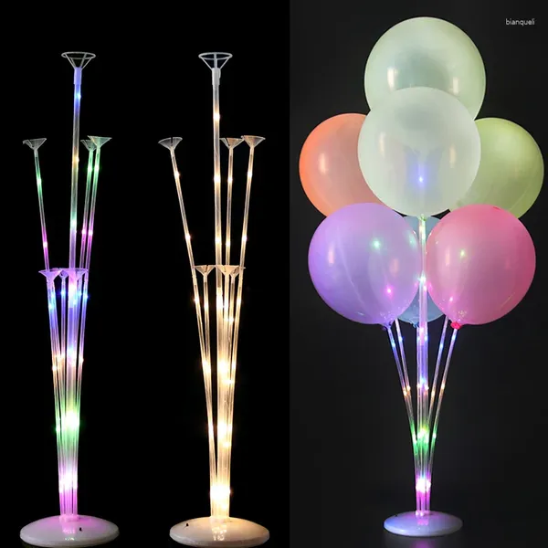 Decoración de la fiesta 1Set 7 Soporte de globos de tubos Soporte de luces LED Baby Shower Cumpleaños Boda de Navidad suministros