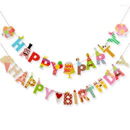 Décoration de fête 1set bannières d'anniversaire dessin animé joyeuse lettre garland enfants bébé cadeaux colorés
