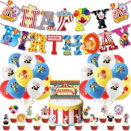 Party Decoration 1set Circus Ballons d'anniversaire Magic Clown Banner Air Globos pour Carnival Decor Supplies Baby Shower Decorations