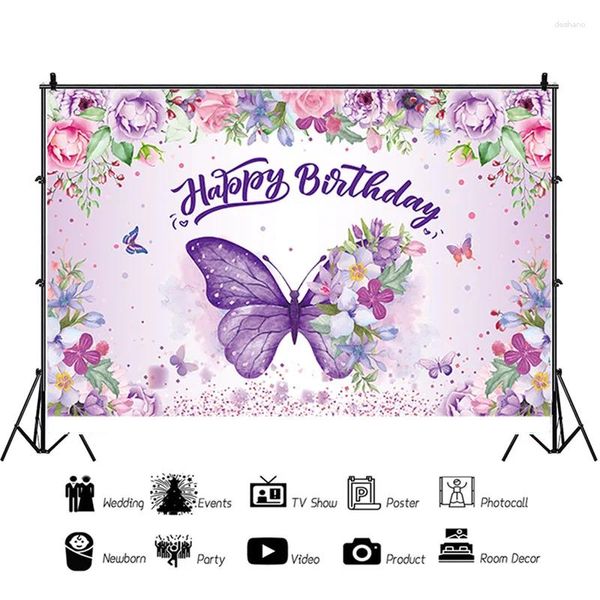 Décoration de fête 1set fond de papillon animal mignon pour les enfants anniversaire célèbre célébrer les décorations de baby shower de baby