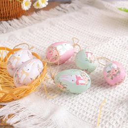 Décoration de fête 1set d'oeufs de Pâques avec panier tissé décorations heureuses 2024 Accessoires de chasse aux œufs