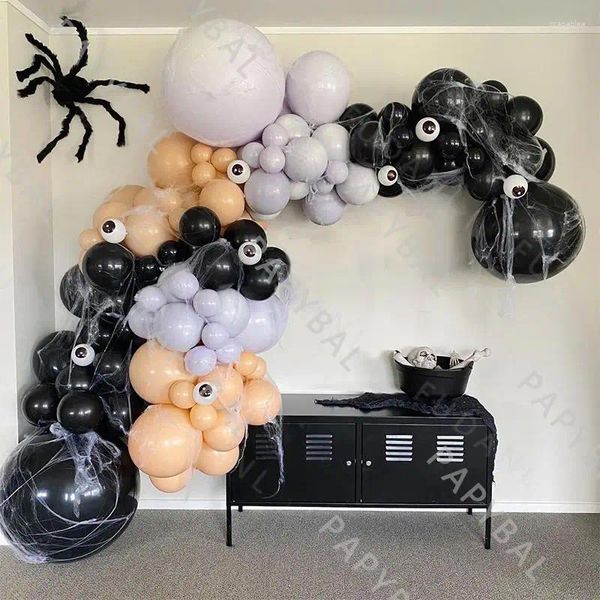 Décoration de fête 1set Halloween Balloons Arch Garland Kit Black Purple Latex Ballon à thème Home Supplies DIY Globos
