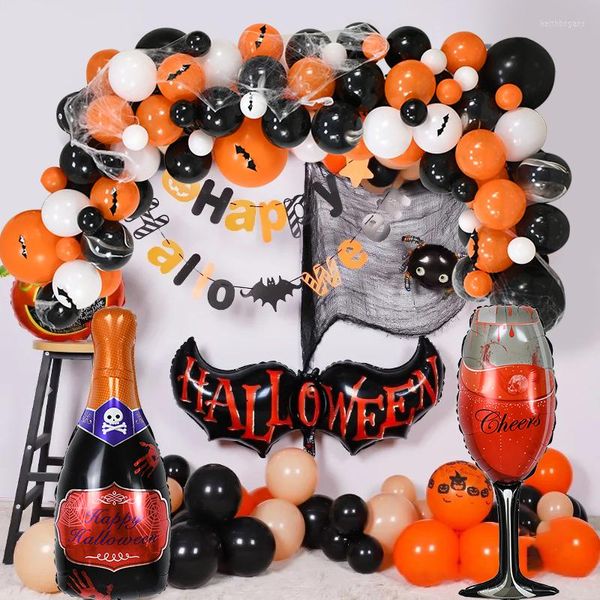 Decoración de fiesta 1 Juego de Globos de Halloween Arco Negro Naranja Fantasma Helio Globos Globo Guirnalda para 2023 Fondo DIY