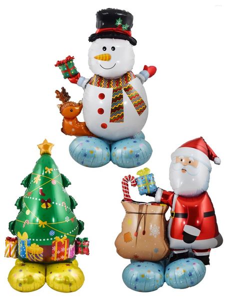 Décoration de fête 1set grand stand piédestal de Noël arbre de Noël santa claus bonhomme de neige des ballons de ballons décorations NAVIDAD 2024 décor