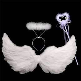 Party Decoration 1set/Lot Party Decorations Children Cosplay Angel Wings Devil Black Wing with Hairband and Fairy Stick for Halloween Props 220915