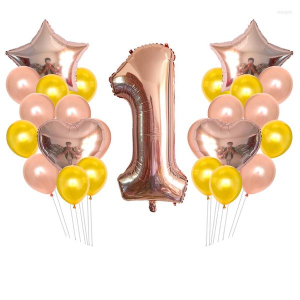 Décoration de fête 1set numéro 1 ballons en aluminium 1er anniversaire ballon baby shower boy girl balles helium globos un an fournitures