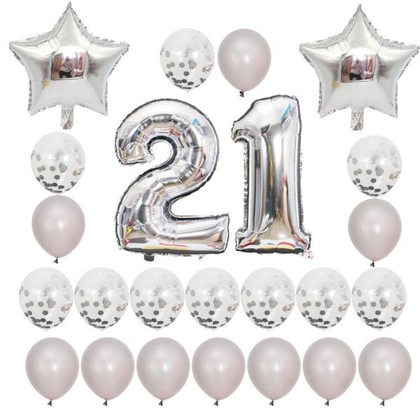 Décoration de fête 1set numéro 16 18 20 30 40 ballons d'anniversaire or rose argent 16e 18e 20e décorations ballon d'anniversaire clair